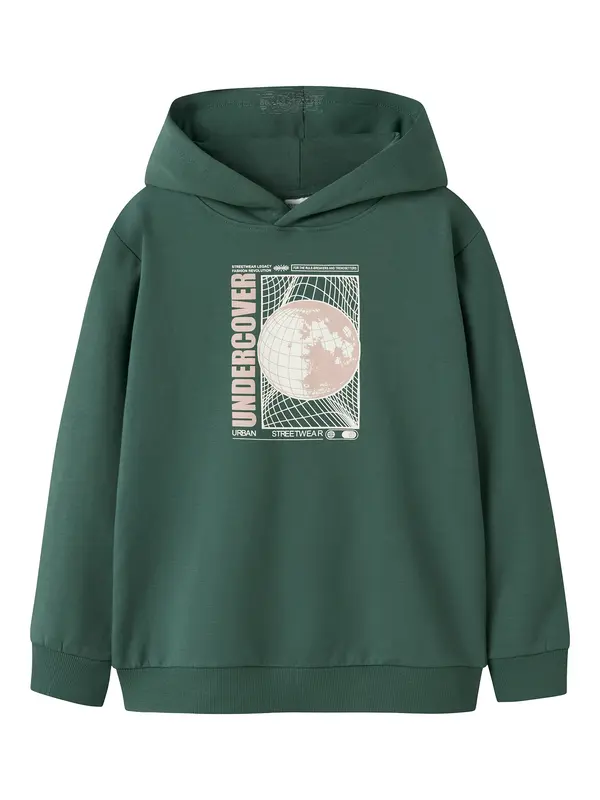 NAME IT NAME IT Sweater majica 'NKMVugo'  tamno zelena / rosé / bijela