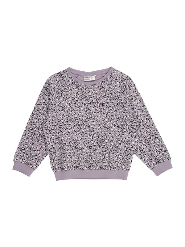 NAME IT NAME IT Sweater majica 'NMFBEARTA'  lavanda / crna / bijela