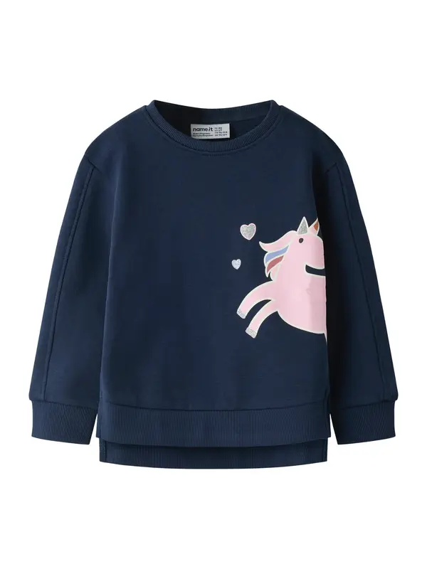 NAME IT NAME IT Sweater majica 'NMFBIRKY'  mornarsko plava / roza / srebro / bijela
