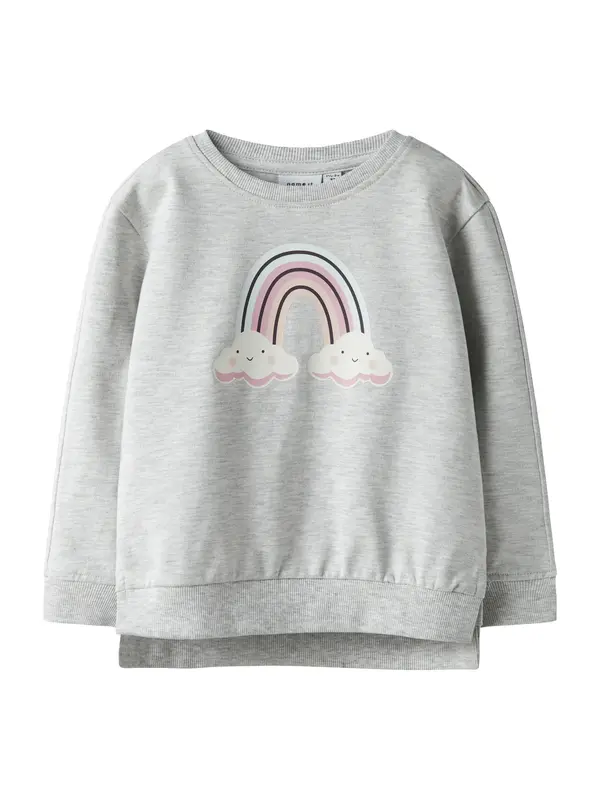 NAME IT NAME IT Sweater majica 'NMFBissine'  siva melange / roza / crna / bijela