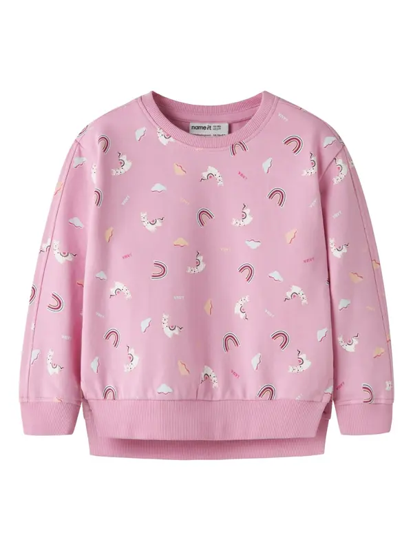 NAME IT NAME IT Sweater majica 'NMFBissine'  svijetložuta / svijetloroza / bijela