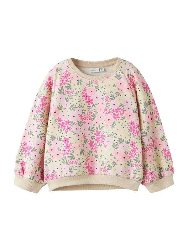 NAME IT NAME IT Sweater majica 'NMFDARTIA'  kameno siva / lavanda / roza / roza