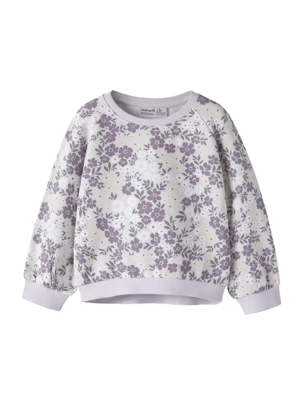 NAME IT NAME IT Sweater majica 'NMFDartia'  pastelno žuta / lavanda / ljubičasta / bijela