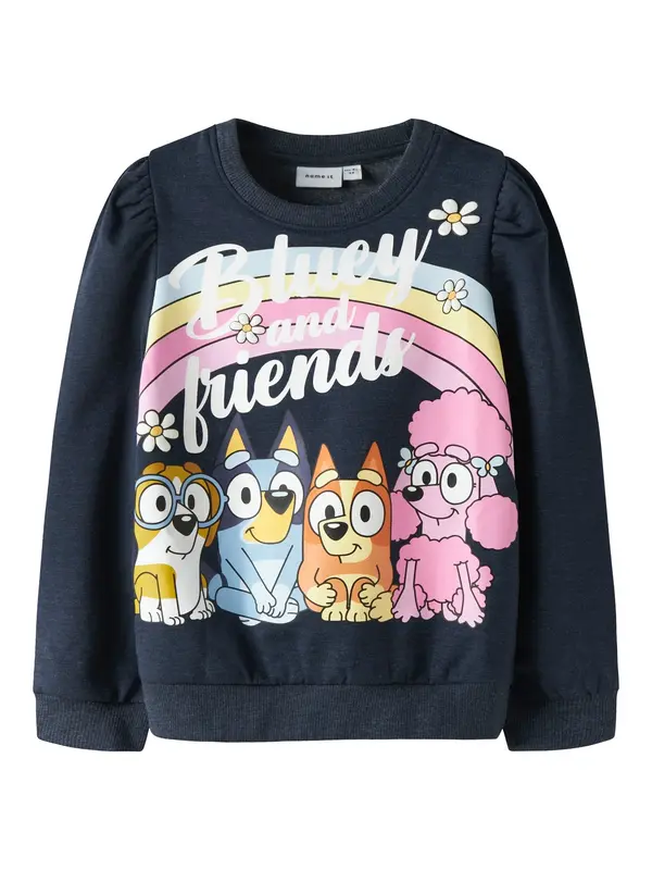 NAME IT NAME IT Sweater majica 'NMFJENNEY BLUEY'  mornarsko plava / svijetloplava / svijetloroza / bijela