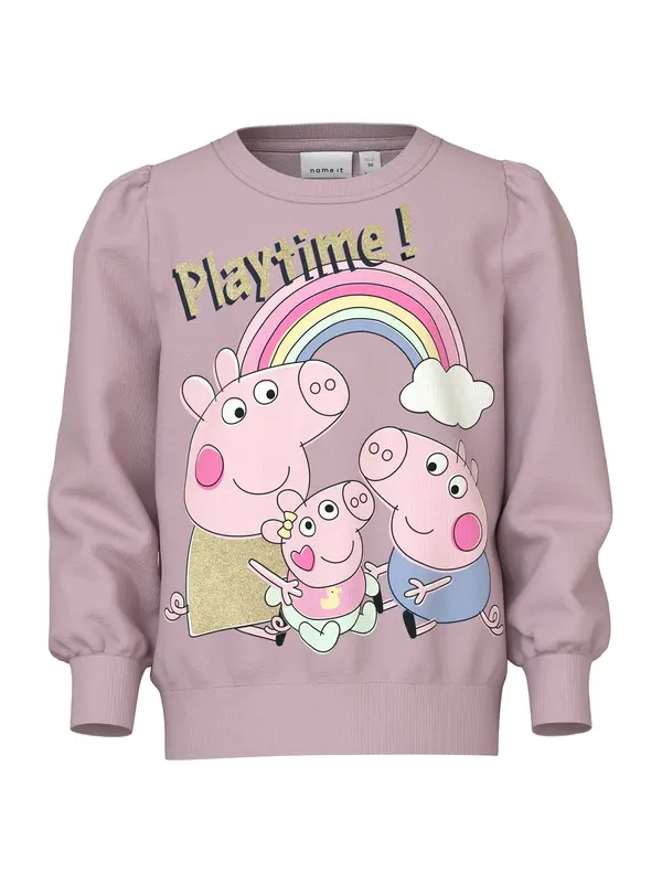 NAME IT NAME IT Sweater majica 'NMFNori Peppa'  svijetlobež / svijetloplava / pastelno žuta / lila / roza