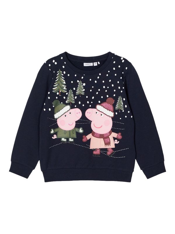 NAME IT NAME IT Sweater majica 'NMFOLGA PEPPAPIG'  mornarsko plava / tamno zelena / roza / bijela