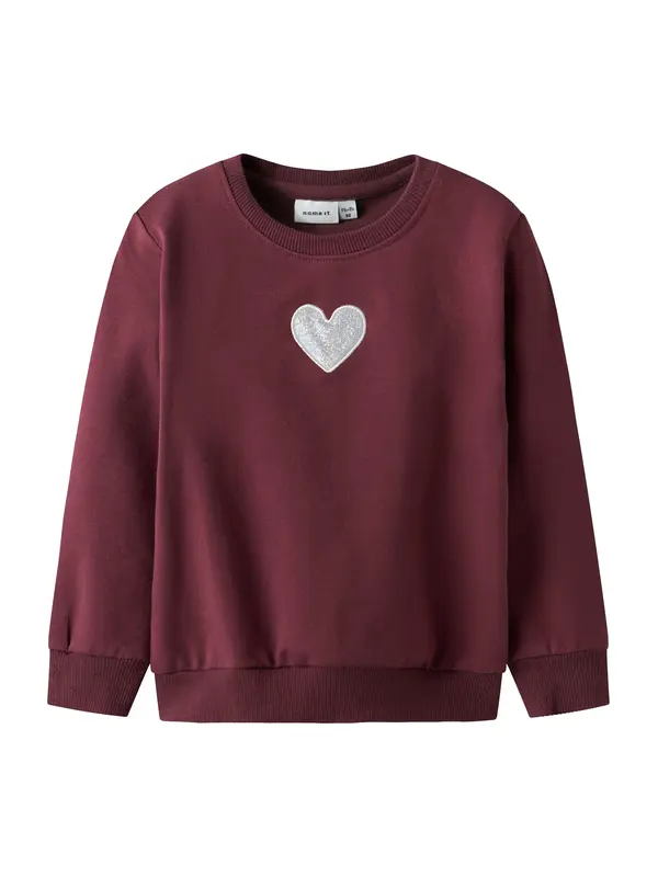 NAME IT NAME IT Sweater majica 'NMFSakkina'  burgund / srebro / bijela