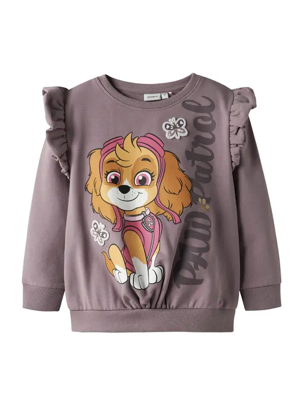 NAME IT NAME IT Sweater majica 'NMFSanna Paw'  konjak / sivkasto ljubičasta (mauve) / roza / bijela