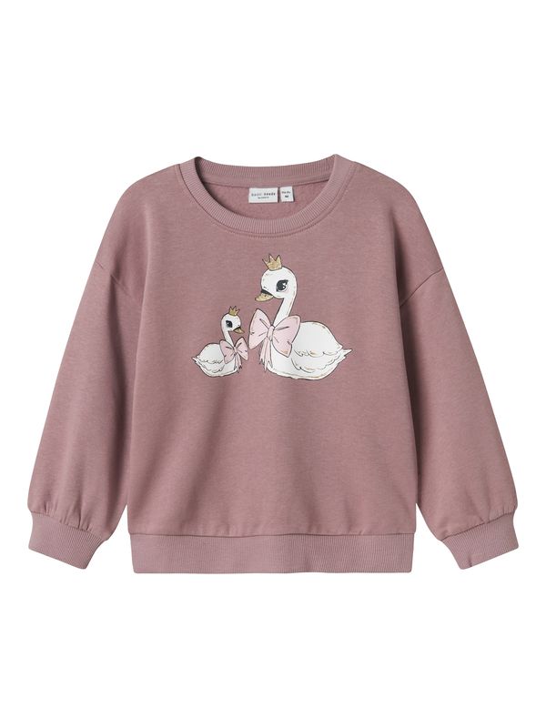 NAME IT NAME IT Sweater majica 'NMFVALONA'  zlatna / sivkasto ljubičasta (mauve) / crna / bijela