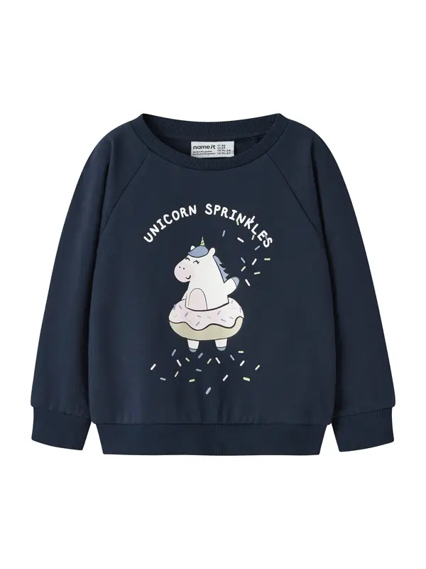 NAME IT NAME IT Sweater majica 'NMFVENUS'  sivkasto bež / mornarsko plava / šljiva / bijela