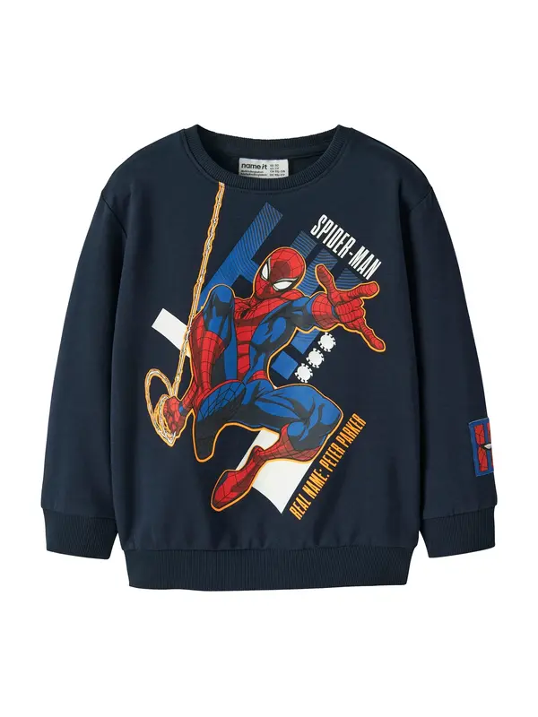 NAME IT NAME IT Sweater majica 'NMMALBIE SPIDER'  plava / mornarsko plava / crvena / bijela