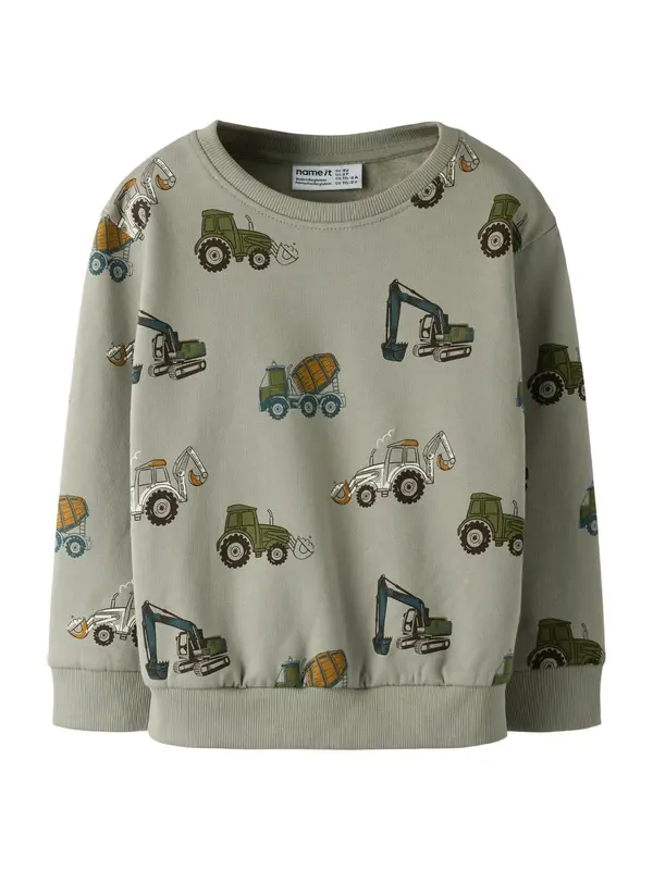 NAME IT NAME IT Sweater majica 'NMMBASIL'  siva / tamo siva / crna / bijela