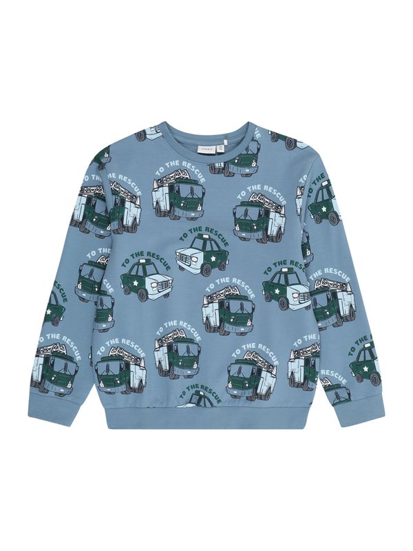 NAME IT NAME IT Sweater majica 'NMMDIBBO'  mornarsko plava / sivkasto plava / tamno zelena / crna