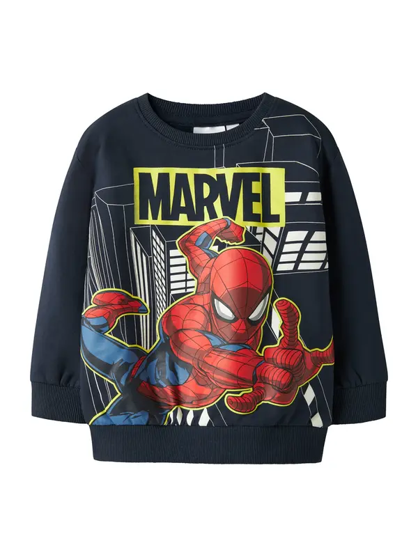 NAME IT NAME IT Sweater majica 'NMMDion Spider'  mornarsko plava / žuta / crvena / bijela
