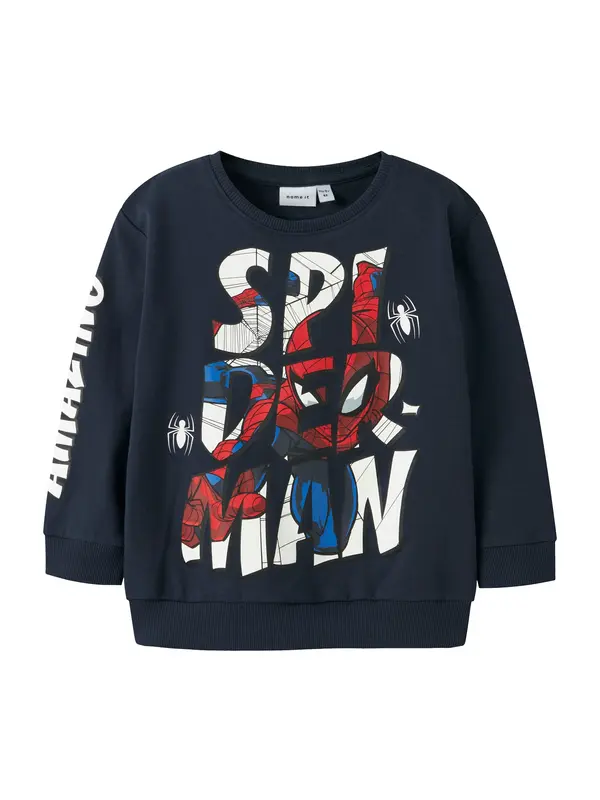 NAME IT NAME IT Sweater majica 'NMMFLOYD SPIDER'  plava / mornarsko plava / crvena / bijela