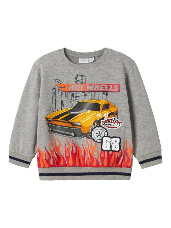 NAME IT NAME IT Sweater majica 'NMMJAKI HOTWHEELS'  žuta / siva melange / tamno crvena / crna