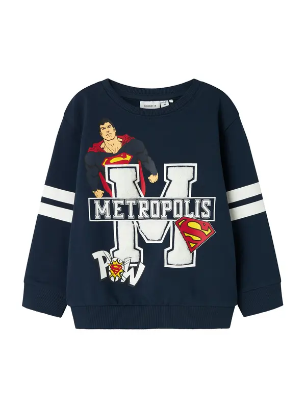 NAME IT NAME IT Sweater majica 'NMMJASP SUPERMAN'  mornarsko plava / žuta / crvena / bijela