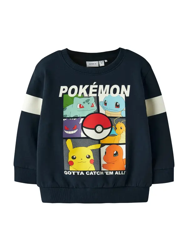 NAME IT NAME IT Sweater majica 'NMMJussy Pokemon'  mornarsko plava / žuta / zelena / narančasta