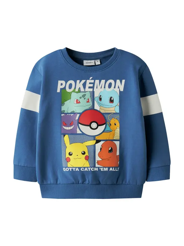 NAME IT NAME IT Sweater majica 'NMMJussy Pokemon'  tamno plava / zelena / crvena / bijela