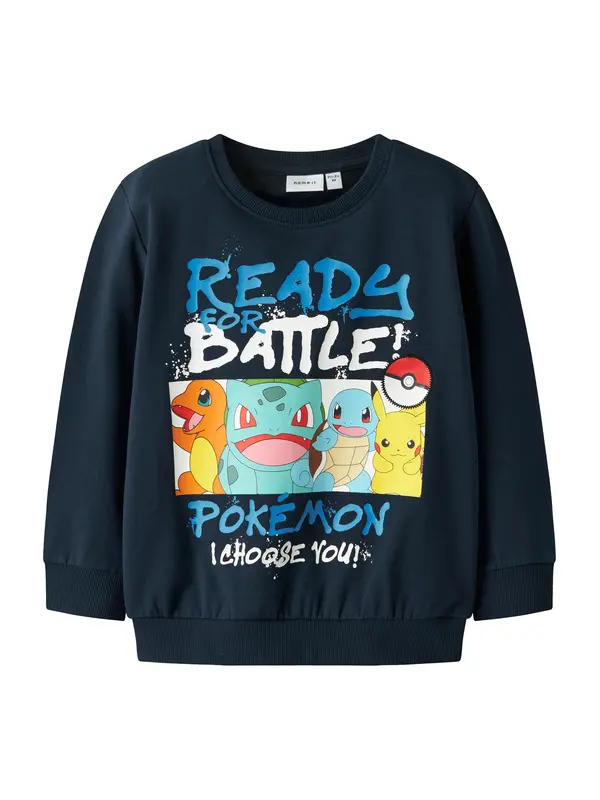 NAME IT NAME IT Sweater majica 'NMMMumi Pokemon'  mornarsko plava / žuta / narančasta / bijela