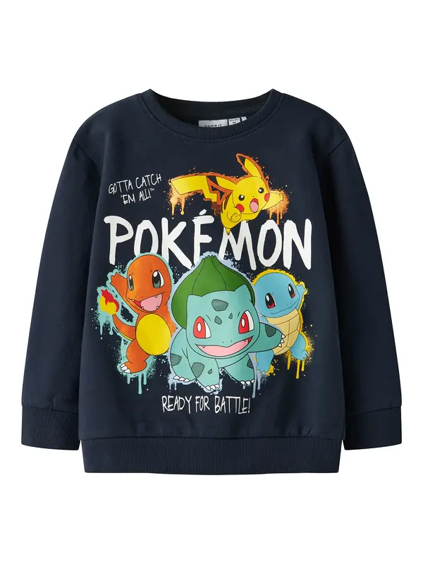 NAME IT NAME IT Sweater majica 'NMMNoa Pokemon'  mornarsko plava / tirkiz / žuta / narančasta