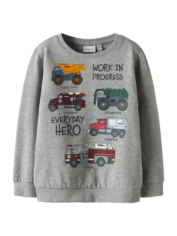 NAME IT NAME IT Sweater majica 'NMMORSON TONKA'  siva melange / kraljevski zelena / crvena / crna