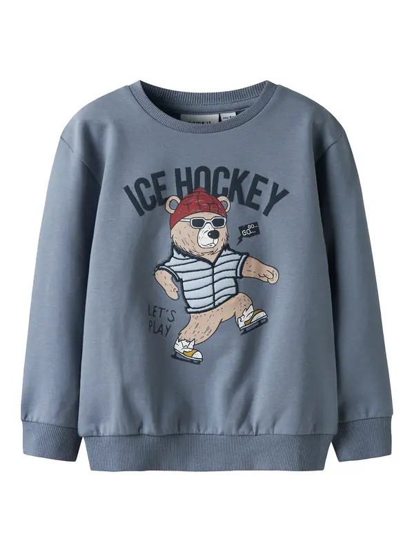 NAME IT NAME IT Sweater majica 'NMMSaxo'  mornarsko plava / sivkasto plava / brokat / karmin crvena