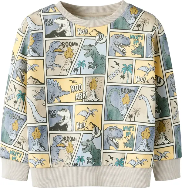 NAME IT NAME IT Sweater majica 'NMMSikalas'  tamno bež / opal / svijetložuta / bijela