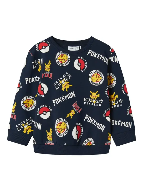 NAME IT NAME IT Sweater majica 'NMMSILO POKEMON'  mornarsko plava / žuta / crvena / bijela