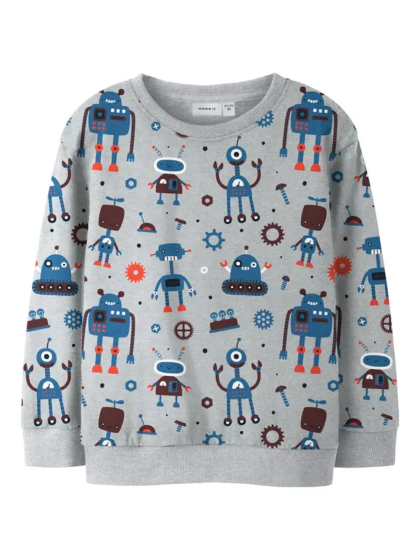NAME IT NAME IT Sweater majica 'NMMTino'  tamno plava / čokolada / svijetlosiva / crna