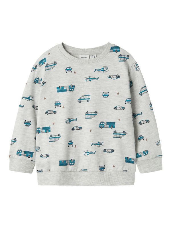 NAME IT NAME IT Sweater majica 'NMMTROY'  cijan plava / siva melange / crna