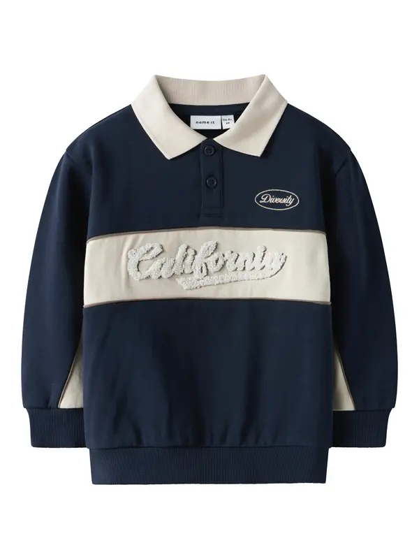 NAME IT NAME IT Sweater majica 'NMMTUCAN'  ecru/prljavo bijela / mornarsko plava