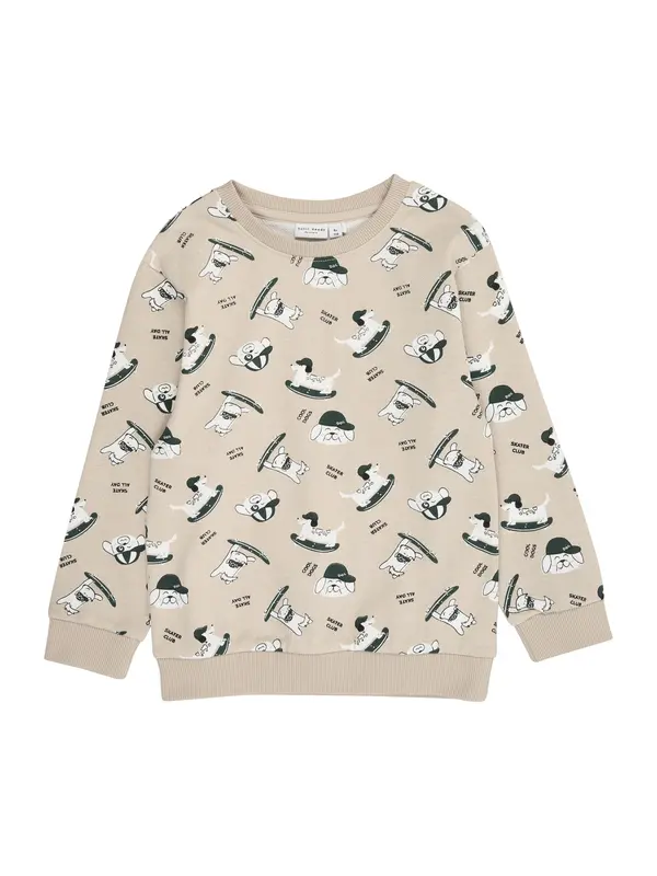 NAME IT NAME IT Sweater majica 'NMMVIFELIX'  bež / crna / bijela