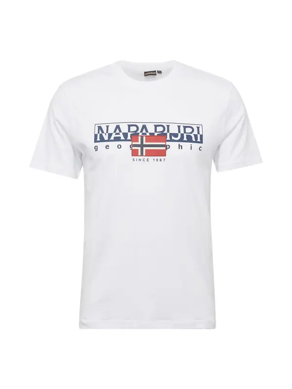 NAPAPIJRI NAPAPIJRI Majica 'S-Aylmer'  boja pijeska / morsko plava / klasično crvena / bijela