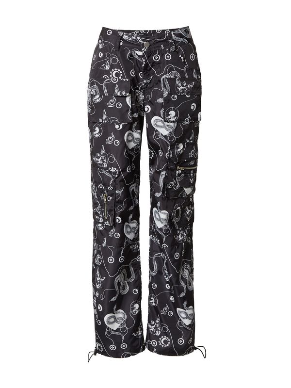 Nasty Gal Nasty Gal Cargo hlače  tamo siva / bijela