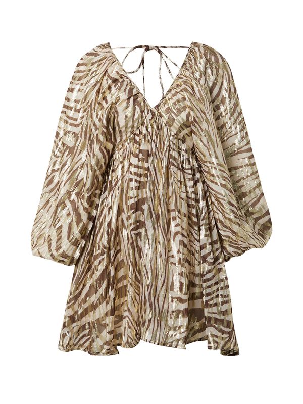 Nasty Gal Nasty Gal Haljina 'Georgette'  bež / smeđa / zlatna