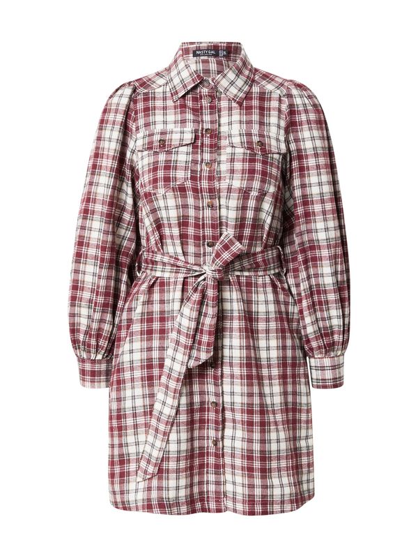 Nasty Gal Nasty Gal Košulja haljina  svijetlosmeđa / tamno crvena / crna / bijela