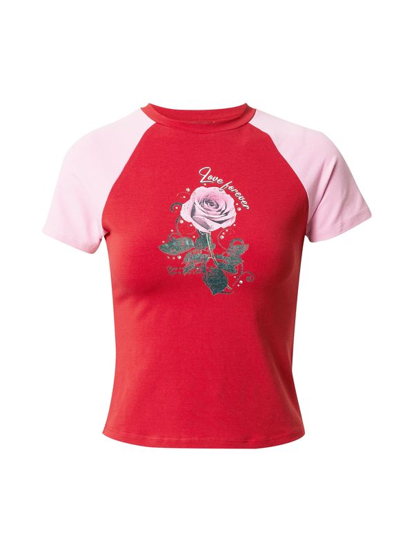 Nasty Gal Nasty Gal Majica 'Love Forever'  tamno zelena / roza / crvena / bijela