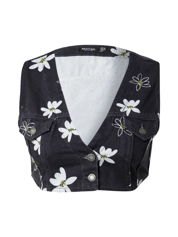 Nasty Gal Nasty Gal Top 'Daisy'  noćno plava / limeta zelena / bijela