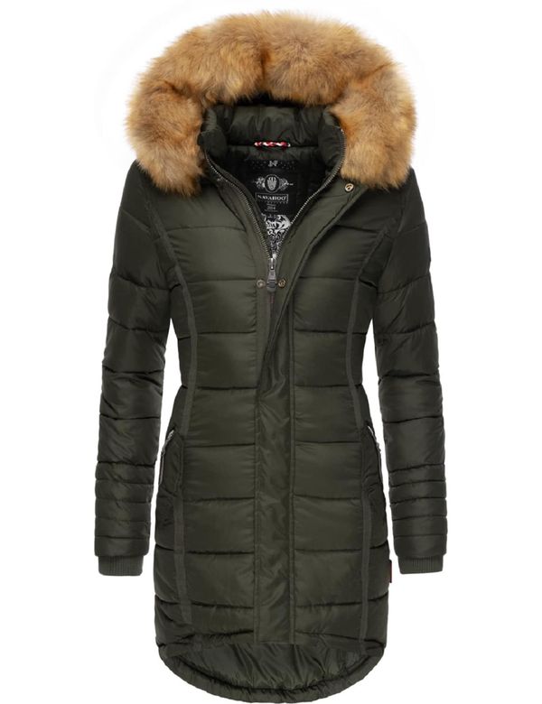 NAVAHOO NAVAHOO Zimski kaput 'Papaya'  bež melange / maslinasta