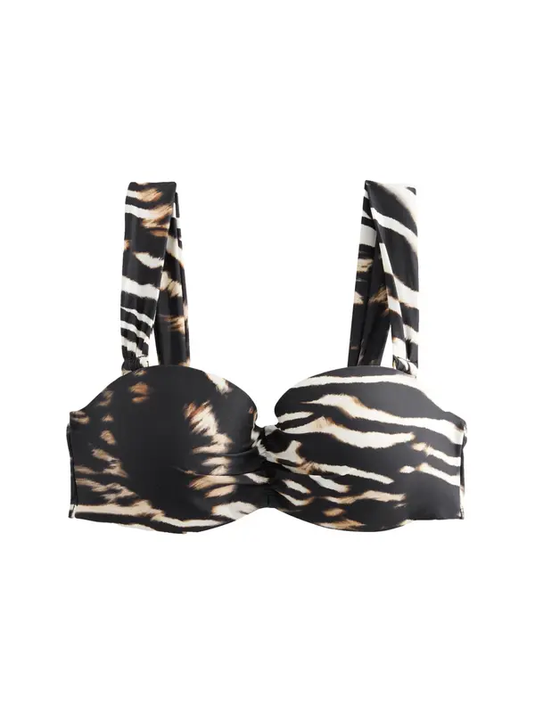 Next Next Bikini gornji dio 'Kew'  svijetlosmeđa / crna / bijela