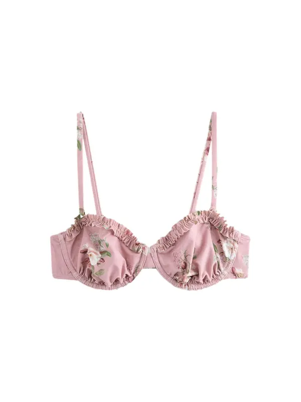 Next Next Bikini gornji dio  zelena / sivkasto ljubičasta (mauve) / bijela