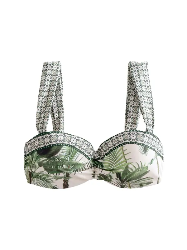 Next Next Bikini gornji dio  zelena / travnato zelena / bijela