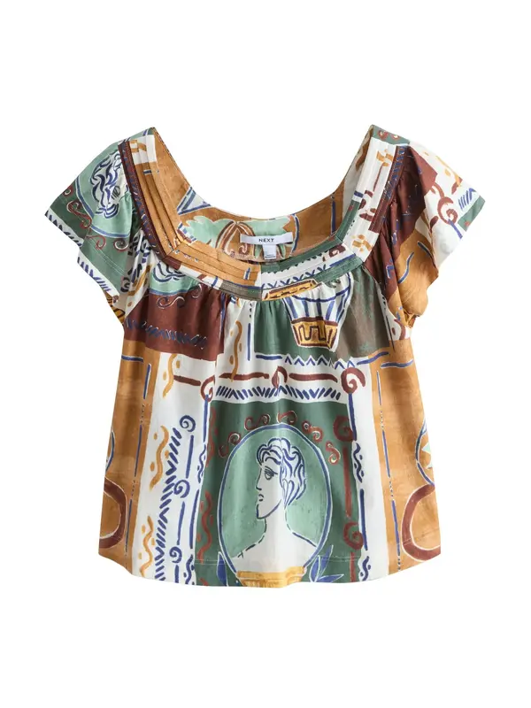 Next Next Bluza  plava / smeđa / smaragdno zelena / bijela