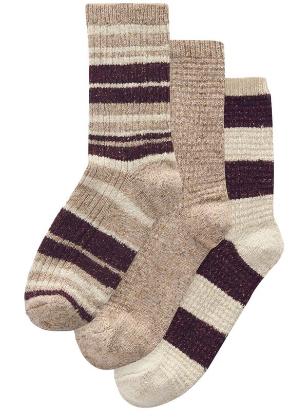 Next Next Čarape  bež / svijetlobež / ljubičasto crvena