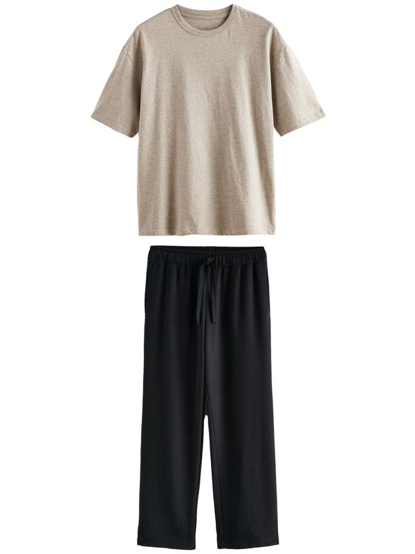 Next Next Duga pidžama  bež melange / crna