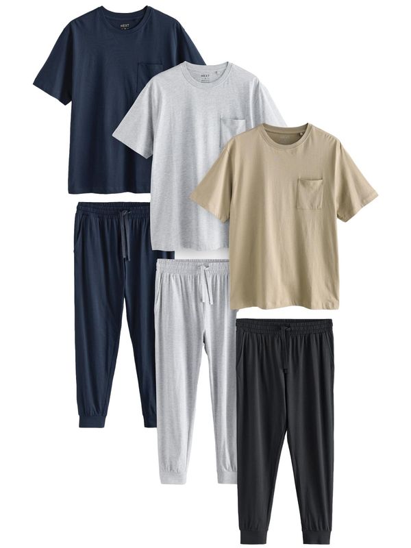 Next Next Duga pidžama  bež / mornarsko plava / siva / crna