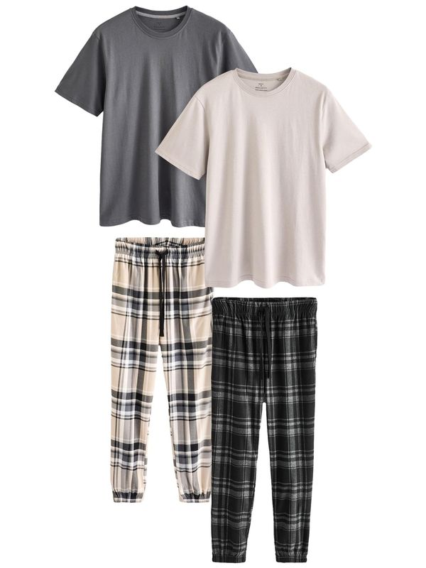 Next Next Duga pidžama  bež / siva / crna