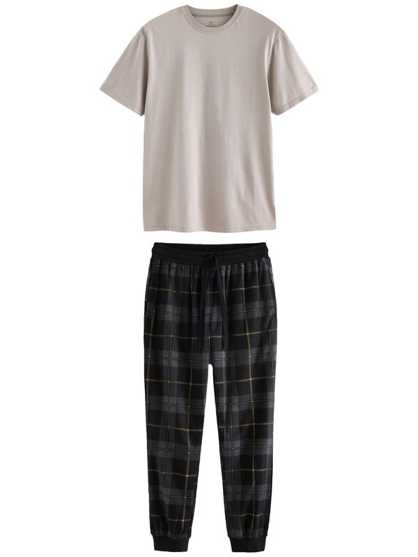 Next Next Duga pidžama  bež / siva / crna