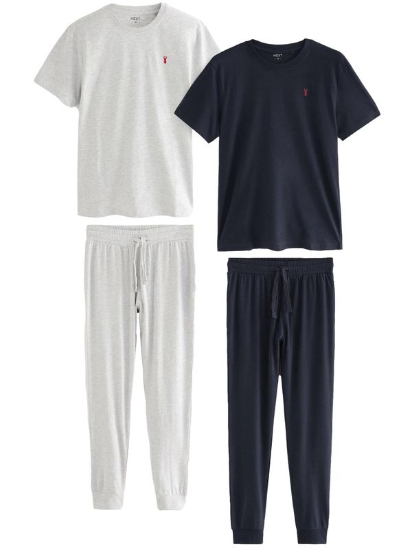 Next Next Duga pidžama  mornarsko plava / siva melange